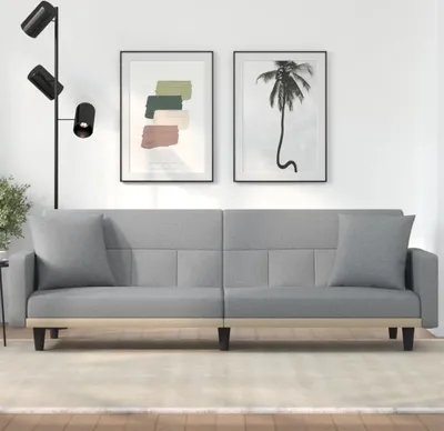 Imagen del producto de Maison Exclusive: Sofá cama con cojines, color gris claro, tapizado en tela