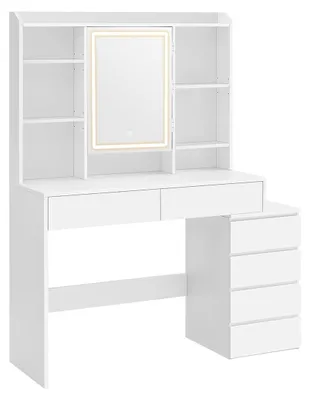 Immagine prodotto di Comò da trucco con illuminazione a LED – Comò – design moderno – bianco nuvola – 120 x 60 x 75 cm