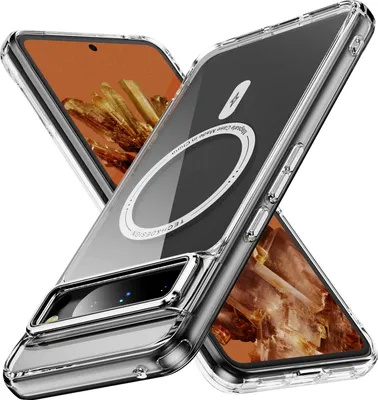 Immagine prodotto di Custodia magnetica trasparente per Google Pixel 8 Pro, compatibile con MagSafe, custodia protettiva ibrida antiurto bianca