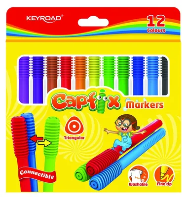Produktbild von Abwaschbare Filzstifte Keyroad Capfix Markers 12 Farben