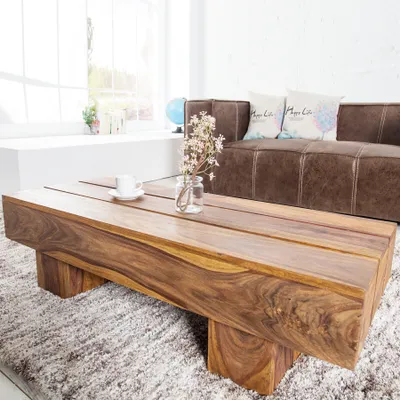 Produktbild von riess-ambiente Massivholz Design Couchtisch BOLT 100cm Sheesham stone finish Beistelltisch Tisch