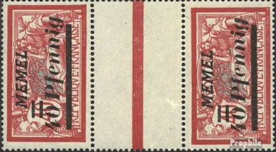 Produktbild von Briefmarken Memelgebiet 1922 Mi 60 Zwischenstegpaar postfrisch Aufdruckausgabe