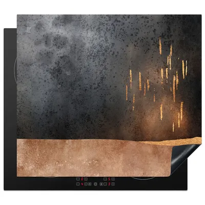 Produktbild von KitchenYeah© Herdabdeckplatte Abstrakt - Gold - Design , 59x52cm, Küche Deko, Glaskeramikkochfeld Herdabdeckung, Abdeckplatte fùr Kochfeld