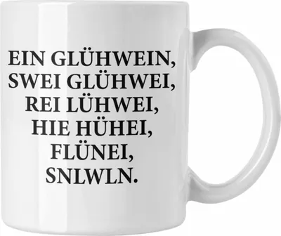 Produktbild von Trendation - Ein Glühwein Tasse Lustig Spruch Glühweinbecher mit Henkel Doppelwandig Glühweintassen Gläser Weihnachtsmarkt Becher Tassen Geschenk - Ein Glühwein Swei (Weiß)