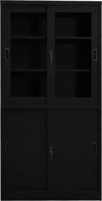 Obrázek produktu pro vidaXL Kancelářská skříň s posuvnými dveřmi černá 90x40x180 cm ocelová