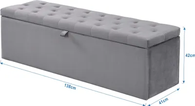 Produktbild von okwish Polsterbank Betthocker aus weichem Samt,Gepolsterte Sitzbank,Bank mit Stauraum, europäisches Design,grau