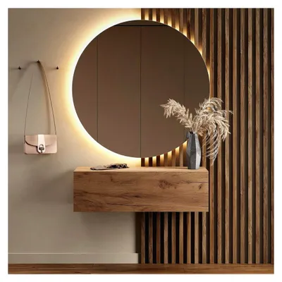 Produktbild von Garderobe Hängeschrank 1x 100 cm Gold Eiche, Kompaktgarderobe mit Klappe als Stauraum, Wandgarderobe hängend oder stehend, 37,8T x 100B x 32,5H cm