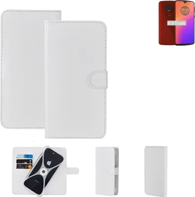 Produktbild von K-S-Trade Handy Hülle Schutz Hülle kompatibel mit Motorola Moto G7 Plus Cover Case Bookstyle Bumper weiß 1x