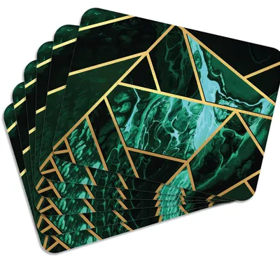 Produktbild von MG Design Set aus 6 Kork-Platzsets - Sapphire Gold - 30 x 40 cm - hitzebeständig & abwischbar, mit Korkrückseite