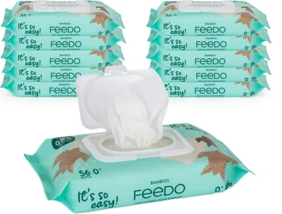 Obrázek produktu pro Feedo Bambusové vlhčené ubrousky 7 x 56 kusů Bambusové biologicky rozložitelné 7x56 kusů , 392 kusů
