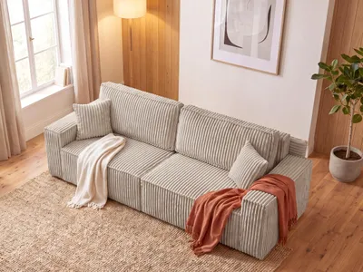 Produktbild von BroMARKT Sofa mit Schlaffunktion BELIO 200x138 cm Couch mit Bettkasten Beige