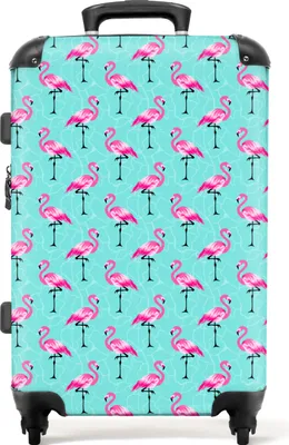 Produktbild von NoBoringSuitcases.com® Großer Koffer - Flamingo - Mädchen - Kind - Blau - Design - Kombinationsschloss TSA - Hartschalen Trolley 4 Rollen - 72 liter - Reisekoffer - 66 cmKoffer Mittelgroß 67x43x25 cm, 72L,