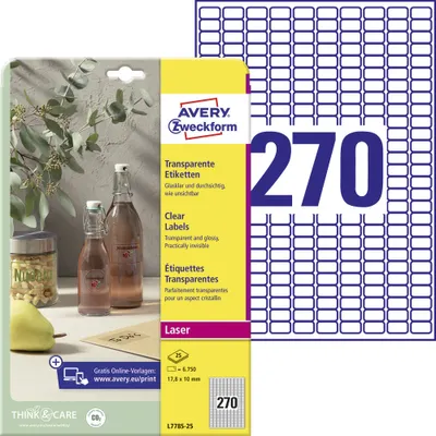 Immagine prodotto di AVERY Zweckform L7785-25 AVERY Zweckform Etichette trasparenti, 17,8 x 10 mm
