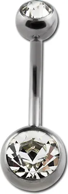 Produktbild von Bauchnabelpiercing Titan Titanium Zirkonia Kristalle Strass Banane Belly Banana klar 11 mm