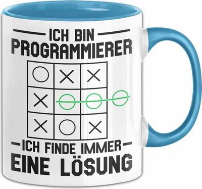 Produktbild von Programmierer Tasse Geschenk Ich Finde Immer Eine Lösung Geburtstag Weihnachten Kaffee-Becher (Blau)