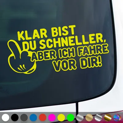 Produktbild von PantherPixel Klar Bist Du Schneller Aufkleber Aber Ich Fahr Vor Dir Sticker Auto Geschenkidee Farbe Neon-Gelb