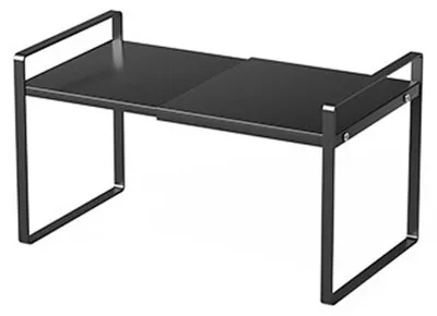 Obrázek produktu pro Rozšiřitelný kovový organizér do skříně, černý, rozměry 25-45 x 27 x 25 cm