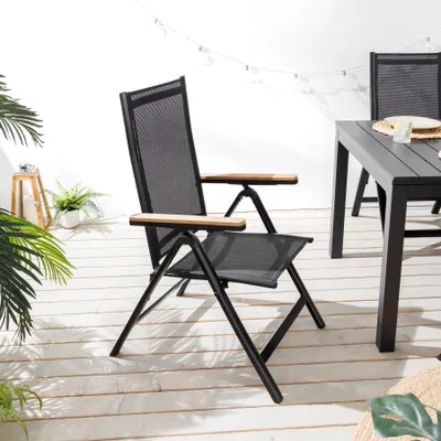 Produktbild von riess-ambiente Outdoor Gartenstuhl DESIGNO anthrazit Aluminium klappbar wetterfest Hochlehner Stuhl Klappstuhl
