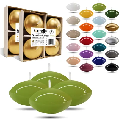 Obrázok produktu pre CANDLY HANDMADE© 4x veľké plávajúce sviečky Premium Ø 70 mm | Valentín, Veľká noc, Vianoce, dekorácie, sviečky, sviečky pre dámy (Pistácie)
