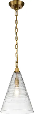 Produktbild von Pendelleuchte Glas Metall E27 D: 29,5 cm H: max. 215,1 cm in Messing rund Vintage Hängeleuchte