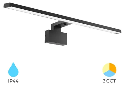 Obrázok produktu pre LED zrkadlové svietidlo Braytron 8 W, teplá biela, neutrálna biela, studená biela, 3 CCT, 700 lm, čierna, kov-PC, IP20