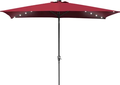 Produktbild von Hengda Sonnenschirm Rechteckig,Kurbel Knickbar Eisen Balkonschirm Marktschirm,neigbar,2 x 3m,LED,Rot