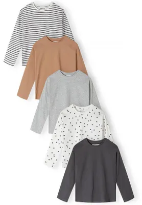 Produktbild von Minoti 5er-Pack Langarmshirts Bunt Gr. 146 für Mädchen