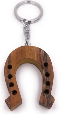 Immagine prodotto di Onwomania portachiavi in legno ferro di cavallo portafortuna nuovo anno ciondolo di ferro fascino
