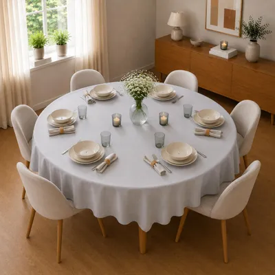 Immagine prodotto di Tovaglia Ø 160 cm per tavolo da cucina e da pranzo in grigio chiaro
