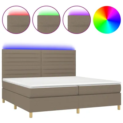 Produktbild von vidaXL Boxspringbett mit Matratze & LED Taupe 200x200 cm Stoff
