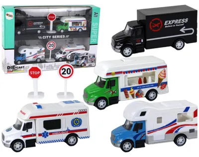 Produktbild von Leantoys Wohnmobil Krankenwagen Eisdiele mit Friktionsantrieb 1:87 A