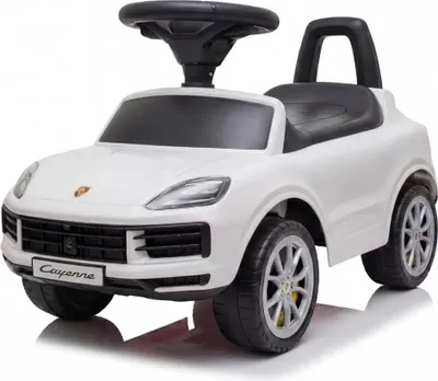 Immagine prodotto di Auto a spinta Porsche Cayenne (1–3 anni) – Con licenza ufficiale, con clacson, vano portaoggetti e protezione antiribaltamento – Veicolo a spinta per bambini – Bianco