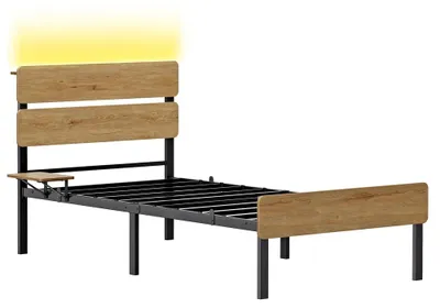 Obrázok produktu pre Rám postele s rozmermi 90x200 cm s LED osvetlením | Hnedý | 90x200 cm