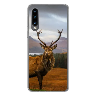 Produktbild von MuchoWow® Handyhülle Schutzhülle Hülle für Huawei P30 Hirsche - Berge - Wasser - Landschaft - Tiere - Bäume Silikon Softcase Handy Hülle - Kartenbesitzer