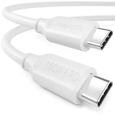 Produktbild von deleyCON 2m USB-C Kabel PD3.0 100W Schnellladekabel - Weiß