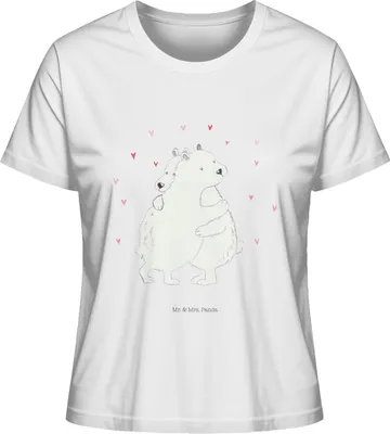 Produktbild von Mr. & Mrs. Panda Damen T-Shirt Eisbär Umarmen Größe S - Weiß - Geschenk, Sommershirt, Basic, Lustige Sprüche, Oberteil, Kurzarmshirt, shirt
