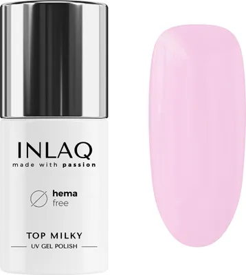 Produktbild von INLAQ® HEMA Free Top Milky 6ml - Gellack UV Top Coat Gel mit milchiger Farbüberlackierung 20% Deckkraft Baby Boomer - UV Gel Nagellack Farbe Rosa