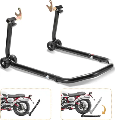 Image de TolleTour Béquille de moto 300 kg Béquille de montage pour roue arrière | Adaptateur U-Type| Capacité de charge du cric moto Noir