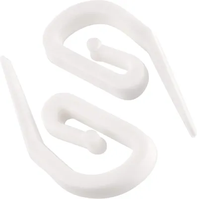 Obrázok produktu pre Biele plastové závesné háčiky – 100 kusov (28 x 12 mm). Určené na zavesenie závesov na okná
