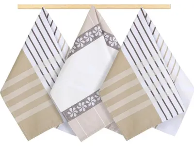 Obrázok produktu pre Kuchynská utierka 50x70cm pruhovaná béžová, hnedá, biela
