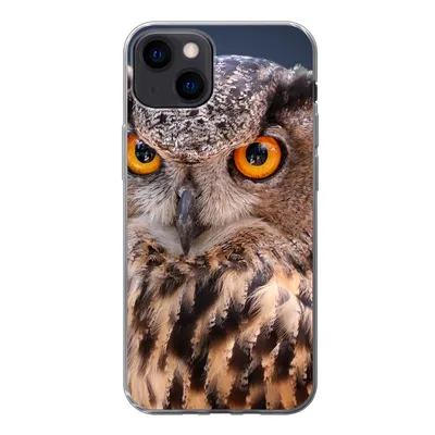 Produktbild von MuchoWow® Handyhülle Schutzhülle Hülle für iPhone 13 Eine Nahaufnahme einer braunen Eule Silikon Softcase Handy Hülle - Karteninhaber