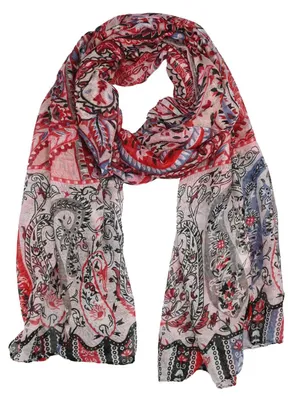 Obrázok produktu pre Dámska šatka značky Lumberjack, vyrobená z jemnej viskózy, s paisley vzorom, červenej farby, elegantná a teplá