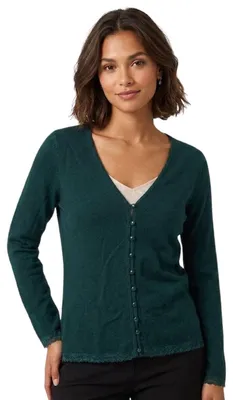 Imagen del producto de Naf Naf, chaqueta de punto para mujer, modelo Alina, color verde, con botones, talla L