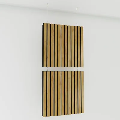 Produktbild von 4er-Set—Dekorative Akustik-Hängepaneele |100x50cm | Hängende Raumteiler | Modulare schallabsorbierende Paneele |SLATO | Eiche