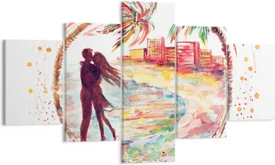 Produktbild von Bild auf Leinwand - Leinwandbild - Liebe Palmen Ansicht Sommer - 125x70cm - Wand Bild - Wanddeko - Leinwanddruck - Bilder - Kunstdruck - Wanddekoration - Leinwand bilder - Wandkunst - EA125x70-2989