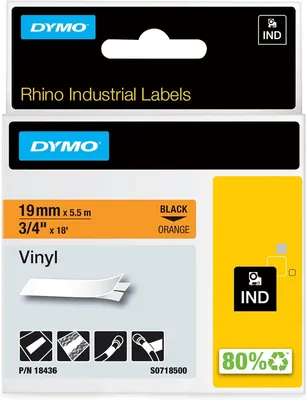 Produktbild von DYMO Rhino Band Vinyl 19mmx5.5m schwarz->orange