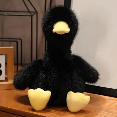 Immagine prodotto di Peluche a forma di anatra, imitazione di visone, morbido e soffice, 40 cm, colore nero