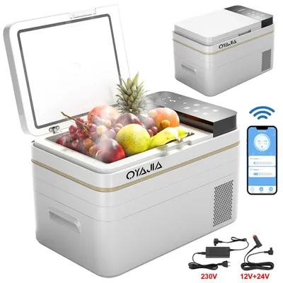 Produktbild von Auto Kühlbox Gefrierbox - 31L Kompressor - 12/24V DC & 100–240V AC -20 bis 20°C - App-Steuerung - Weiß