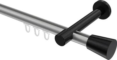 Produktbild von Interdeco Innenlaufstange / Gardinenstange mit Innenlauf Silbergrau / Schwarz, Typ Prestige Sitra (Konus), 20 mm Ø 1-läufig, 100 cm