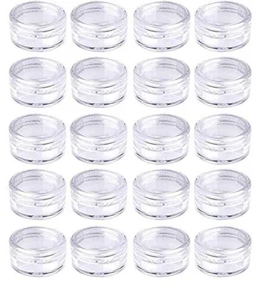 Imagen del producto de 20 recipientes de plástico transparente de 5 ml, rígidos y rellenables, con diseño de labios, ideales para bálsamos labiales, exfoliantes y cosméticos caseros